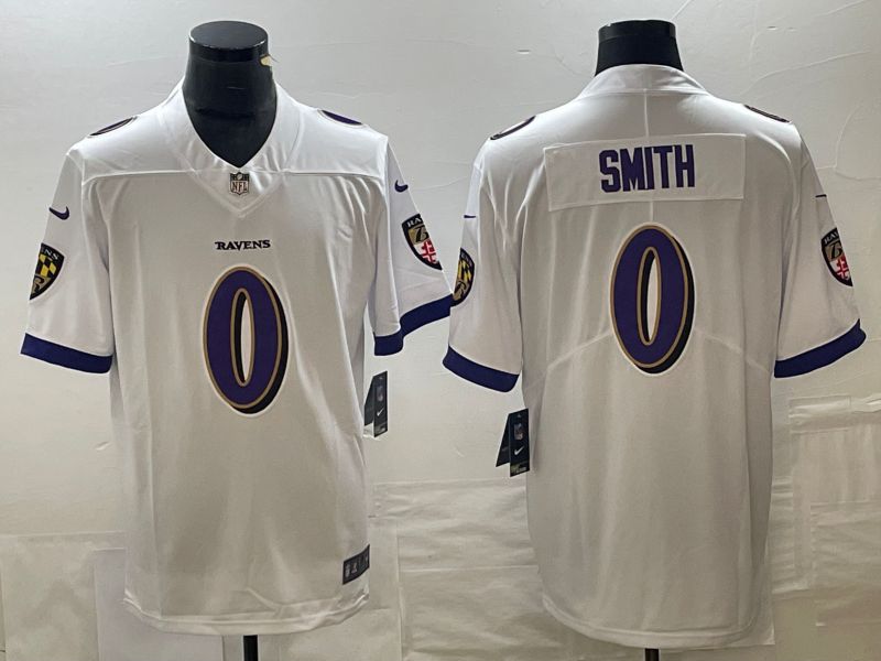 Men Baltimore Ravens 0 Smith Whitte 2023 Nike Vapor Limited NFL Jersey